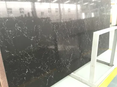 Dalle noire en pierre d'ingénierie en marbre artificiel pour dessus de vanité de cuisine