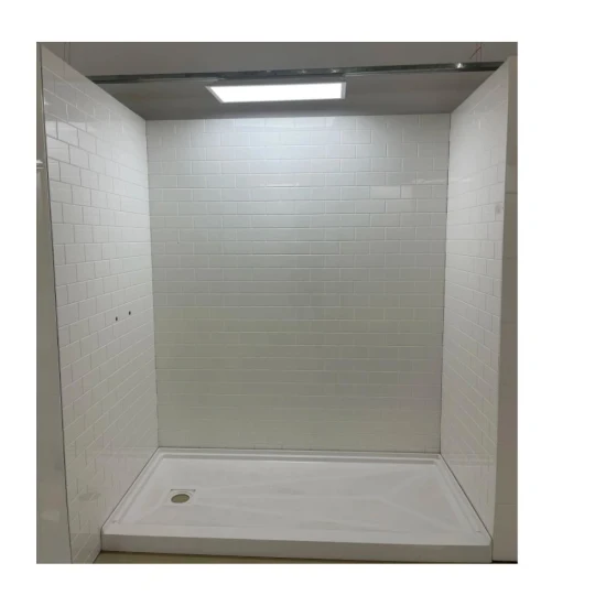 Panneau de douche en marbre de culture artificielle, conception de métro, panneau de douche pour salle de bains d'hôtel, offre spéciale